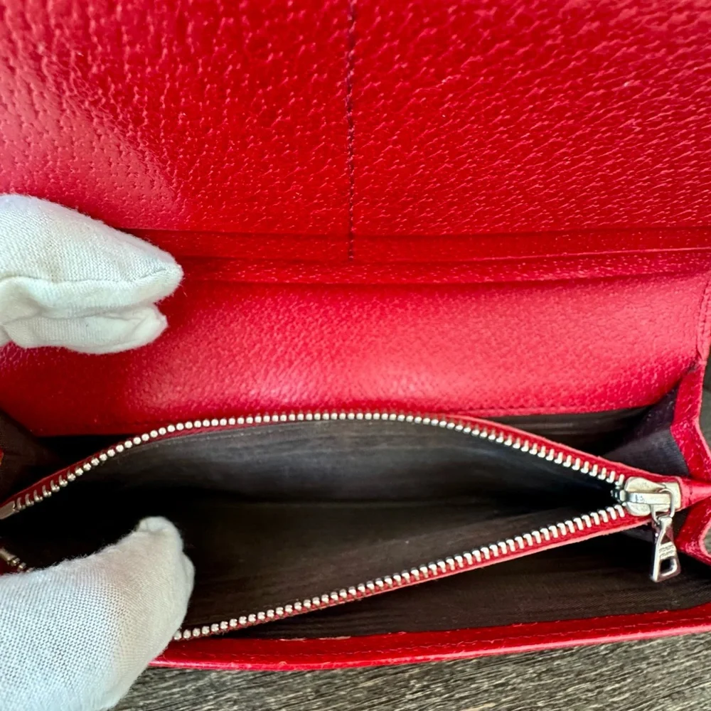 Red Leather Prada Flap Continental Wallet - Picture 6 of 11